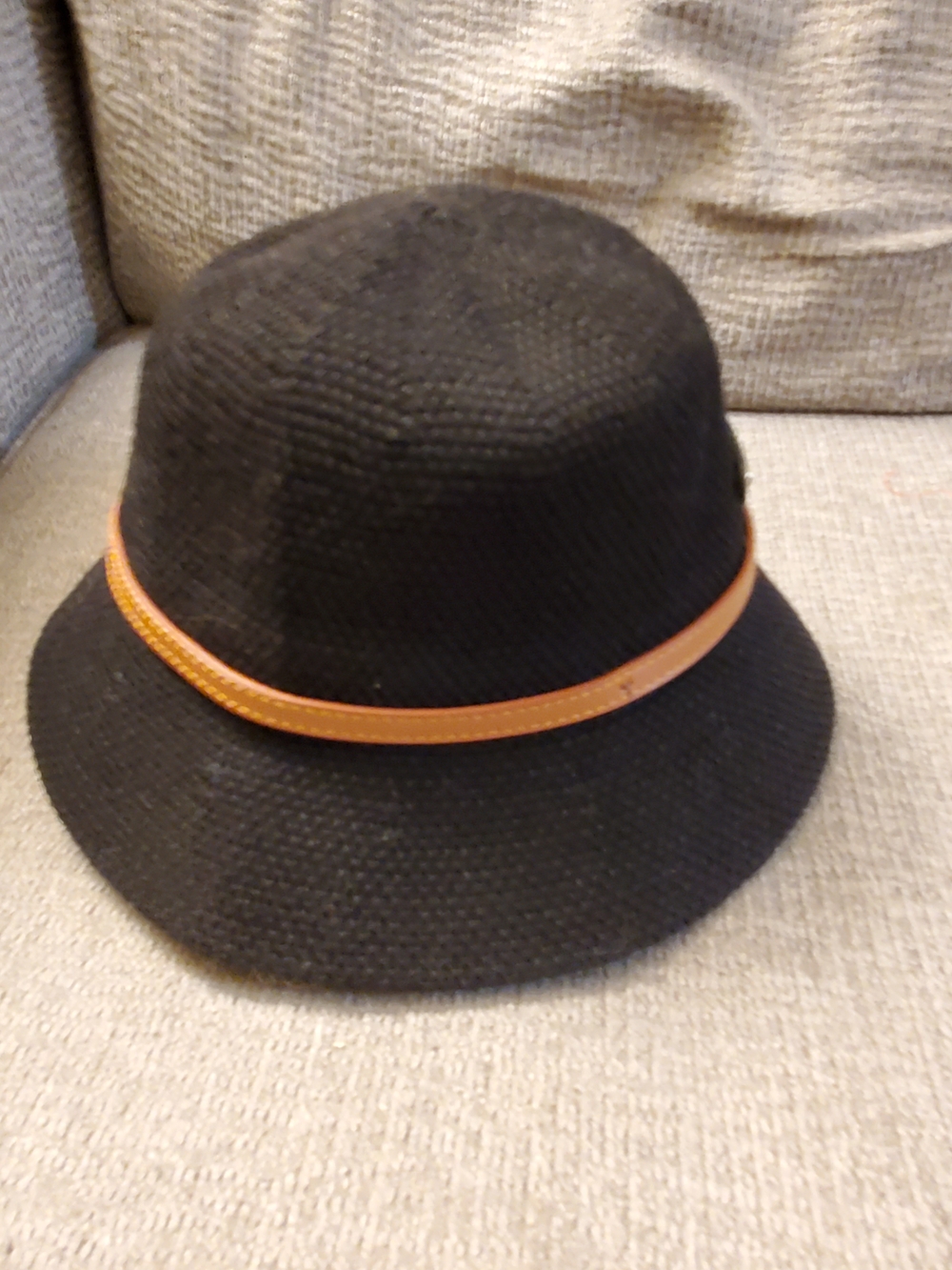 Black Womens Bucket Hat with Tan Band